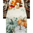 thumbnail image 1 of Fall Table Runner 13x48 Inches Long Thanksgiving Sage Green Pumpkin Table Runners Cotton Linen Autumn Teal Eucalyptus Leaves Dresser Scarf Kitchen Dining Table Decor for Fall Holiday Party Coffee, 1 of 7