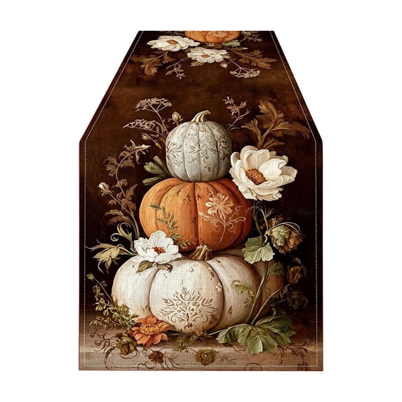 Fall Table Runner,13x72 Inch Pumpkins Fall Decorations for Home Party,Thanksgiving Dinner Table Centerpiece Layout,Seasonal Kitchen Decor,Wine