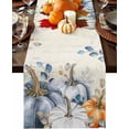 thumbnail image 1 of Fall Table Runner 13x72 Inches Long Thanksgiving Blue Pumpkin Runner for Table Teal Eucalyptus Leaves Table Runners Cotton Linen Dresser Scarf for Kitchen Coffee Dining Autumn Holiday Party Decor, 1 of 6