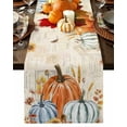 thumbnail image 1 of Fall Table Runner 13x90 Inch Fall Pumpkin Orange Blue Autumn Leaves Retro Background Table Runners Dresser Scarves Holiday Kitchen Dining Table Decoration for Home Party Indoor, 1 of 7