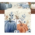 thumbnail image 1 of Fall Table Runner Blue Pumpkin Table Runners for Dining Room Flower Leaves Vintage Dinner Runner Thanksgiving Kitchen Decor 13.8" x 90", 1 of 6
