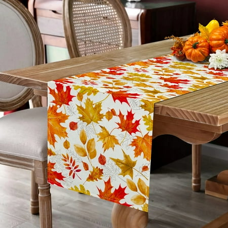 YIBAGA Fall Table Runner, Decorations for Home Thanksgiving Holiday Decor, 13x90 inch, Polyester
