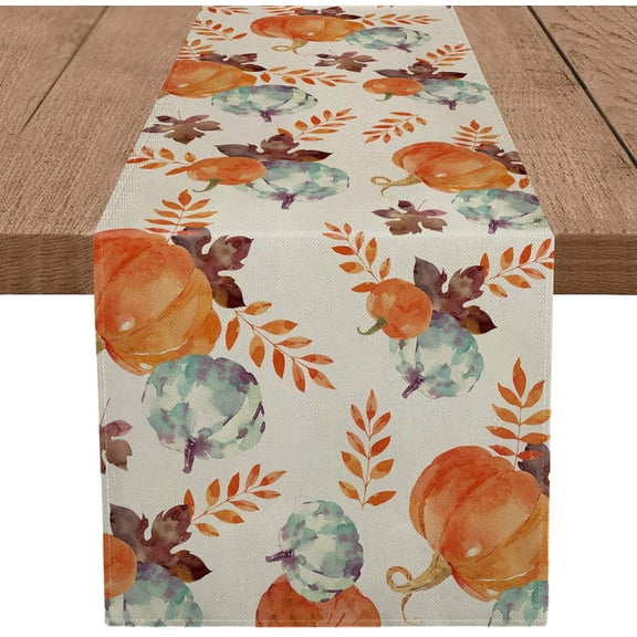 Fall Table Runner Leaf Berry Autumn Harvest Thanksgiving Long Runners Holiday Dining Room Kitchen Table Party Decoration 13 x 90 Inch