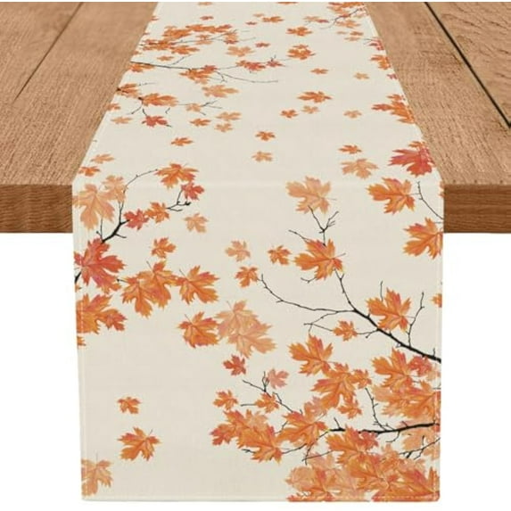 Fall Table Runner Maple Leaf Autumn Harvest Thanksgiving Runners Farmhouse Holiday Kitchen Dining Table Decorations 13 x 72 Inch