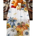 thumbnail image 1 of Fall Table Runner Pumpkin Cotton Linen Table Runners 120 inches Long, Seasonal Autumn Farmhouse Wood Table Cloth Dresser Scarves, Thanksgiving Kitchen Dining Table Decorations for Home Party Holiday, 1 of 6