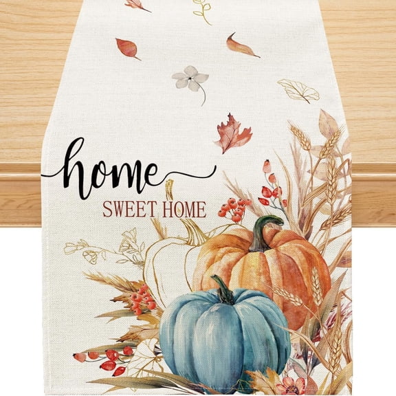 Fall Table Runner, Pumpkin Sweet Home Seasonal Thanksgiving Dining Decoration, 13x60 inch, Polyester
