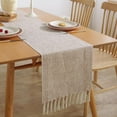 thumbnail image 1 of Fall Table Runner, Rustic Farmhouse Table Runners with Tassels Boho Cotton Linen Table Runner for Table Decor, Holiday Party and Wedding, 1 of 6