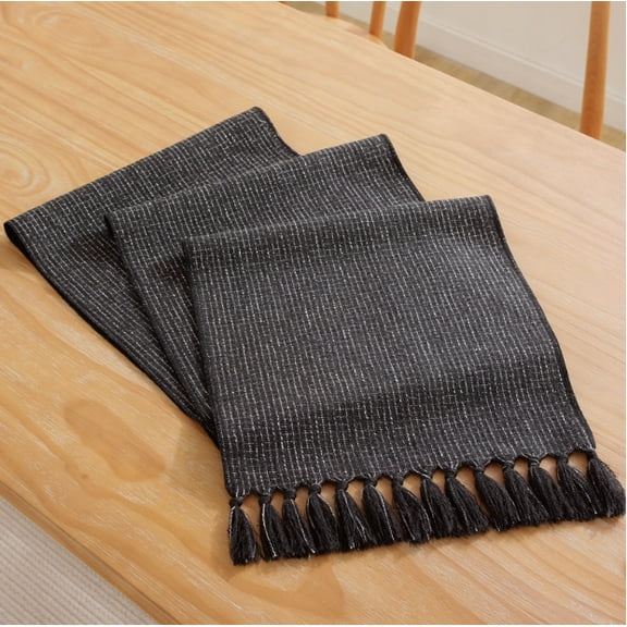 Fall Table Runner, Rustic Farmhouse Table Runners with Tassels Boho Cotton Linen Table Runner for Table Decor, Holiday Party and Wedding