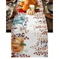 thumbnail image 1 of Fall Table Runner Thanksgiving Autumn Eucalyptus Leaf Table Runners Maple Leaves Harvest Pumpkin Cotton Linen Dresser Scarf Kitchen Dining Table Decor for Fall Holiday Party Decor 13x90 Inch, 1 of 9