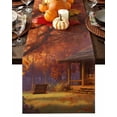thumbnail image 1 of Fall Table Runner Thanksgiving Autumn Forest Swing Table Runners Orange Maple Leaves Cabin Cotton Linen Dresser Scarf Kitchen Dining Table Decor for Fall Holiday Party Decor 13x72 Inch, 1 of 9