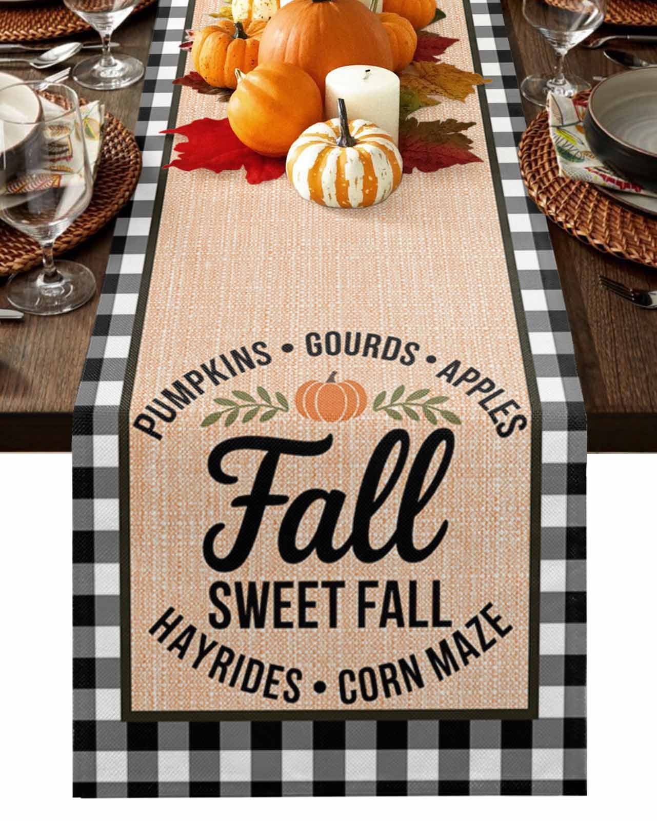 Fall Table Runner Thanksgiving Autumn Harvest Pumpkin Table Runners ...