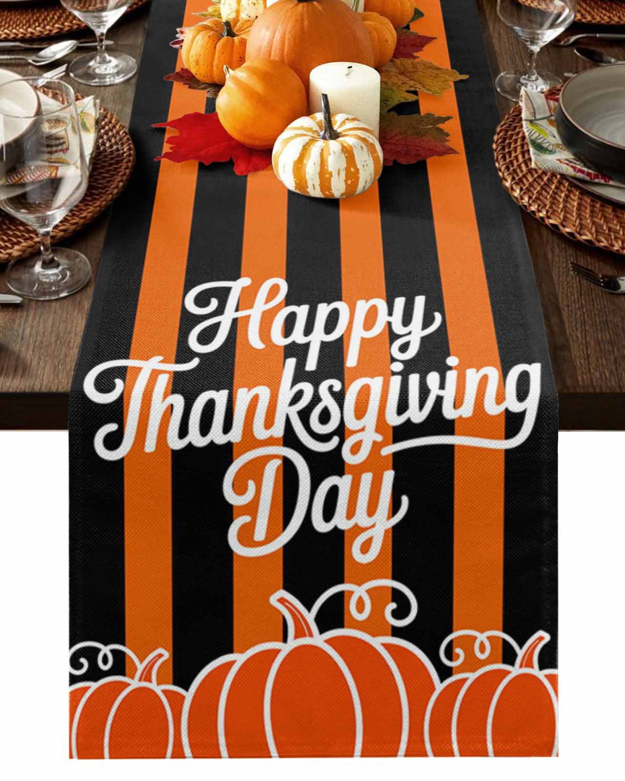 Fall Table Runner Thanksgiving Autumn Pumpkin Table Runners Happy ...