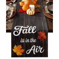 thumbnail image 1 of Fall Table Runner Thanksgiving Maple Leaves Table Runners Fall Is in The Air Wooden Cotton Linen Dresser Scarf Kitchen Dining Table Decor for Fall Holiday Party Decor 13x90 Inch, 1 of 9
