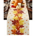 thumbnail image 1 of Fall Table Runner Thanksgiving Maple Leaves Table Runners Gradient Orange Fallen Leaf Cotton Linen Dresser Scarf Kitchen Dining Table Decor for Fall Holiday Party Decor 13x72 Inch, 1 of 9