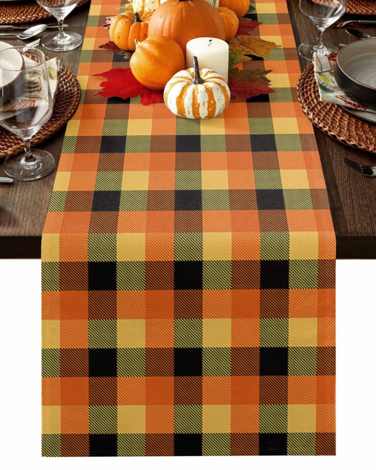 Fall Table Runner Thanksgiving Orange Lattice Table Runners Autumn ...