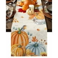 thumbnail image 1 of Fall Table Runner Thanksgiving Orange Plaid Pumpkin Table Runners Bird Sunflower Maple Leaf Cotton Linen Dresser Scarf Kitchen Dining Table Decor for Fall Holiday Party Decor 13x72 Inch, 1 of 9