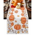 thumbnail image 1 of Fall Table Runner Thanksgiving Orange Pumpkin Table Runners Autumn Maple Leaf Vine Branch Cotton Linen Dresser Scarf Kitchen Dining Table Decor for Fall Holiday Party Decor 13x36 Inch, 1 of 9