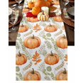 thumbnail image 1 of Fall Table Runner Thanksgiving Orange Pumpkin Table Runners Maple Leaf Sage Green Leaves Cotton Linen Dresser Scarf Kitchen Dining Table Decor for Fall Holiday Party Decor 13x90 Inch, 1 of 9