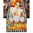 thumbnail image 1 of Fall Table Runner Thanksgiving Plaid Gnome Table Runners Orange Pumpkin Maple Leaf Plaid Linen Cotton Linen Dresser Scarf Kitchen Dining Table Decor for Fall Holiday Party Decor 13x36 Inch, 1 of 9