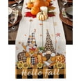 thumbnail image 1 of Fall Table Runner Thanksgiving Pumpkin Gnomes Table Runners Sunflower Autumn Maple Leaves Wood Plaid Cotton Linen Dresser Scarf Kitchen Dining Table Decor for Fall Holiday Party Decor 13x90 Inch, 1 of 9