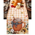 thumbnail image 1 of Fall Table Runner Thanksgiving Pumpkin Latte Table Runners Sunflower Cream Orange Buffalo Plaid Cotton Linen Dresser Scarf Kitchen Dining Table Decor for Fall Holiday Party Decor 13x36 Inch, 1 of 9