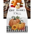 thumbnail image 1 of Fall Table Runner Thanksgiving Pumpkin Maple Leaf Table Runners Black Buffalo Plaid Give Thanks Y'all Cotton Linen Dresser Scarf Kitchen Dining Table Decor for Fall Holiday Party Decor 13x72 Inch, 1 of 9