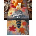 thumbnail image 1 of Fall Table Runner Thanksgiving Raccoon Table Runners Orange Maple Leaves Cotton Linen Dresser Scarf Kitchen Dining Table Decor for Fall Holiday Party Decor 13x90 Inch, 1 of 9