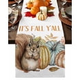thumbnail image 1 of Fall Table Runner Thanksgiving Squirrel Pumpkin Leaf Table Runners Watercolor Plant White Cotton Linen Dresser Scarf Kitchen Dining Table Decor for Fall Holiday Party Decor 13x90 Inch, 1 of 9