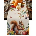 thumbnail image 1 of Fall Table Runner Thanksgiving Squirrel Table Runners Pine Cone Berry Fruit Maple Leaves Linen Cotton Linen Dresser Scarf Kitchen Dining Table Decor for Fall Holiday Party Decor 13x90 Inch, 1 of 9