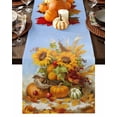 thumbnail image 1 of Fall Table Runner Thanksgiving Sunflower Bird Table Runners Pumpkin Floral Painting Cotton Linen Dresser Scarf Kitchen Dining Table Decor for Fall Holiday Party Decor 13x36 Inch, 1 of 9