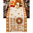 thumbnail image 1 of Fall Table Runner Thanksgiving Sunflower Pumpkin Wreath Table Runners Orange Maple Leaf Home Cotton Linen Dresser Scarf Kitchen Dining Table Decor for Fall Holiday Party Decor 13x72 Inch, 1 of 9