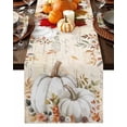 thumbnail image 1 of Fall Table Runner Thanksgiving White Pumpkins Table Runners Vintage Floral Autumn Maple Leaves Cotton Linen Dresser Scarf Kitchen Dining Table Decor for Fall Holiday Party Decor 13x36 Inch, 1 of 9
