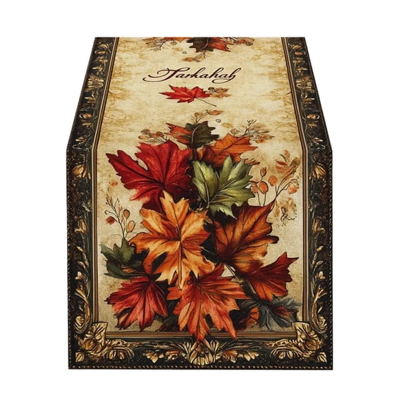 Fall Table Runner, Vintage Pumpkin Maple Leaf Table Runners, Autumn Harvest Kitchen Dining Thanksgiving Party home Decorations 13x72 Inch