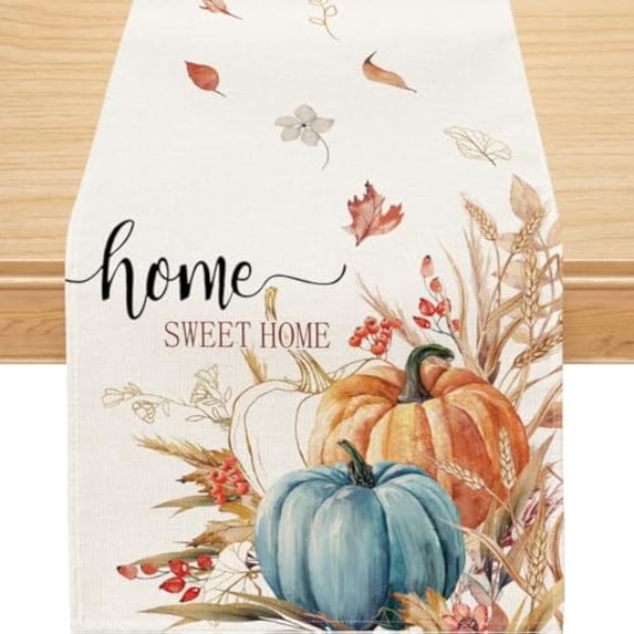 Fall Table Runner, Watercolor Pumpkin Fall Runner for Table Seasonal Autumn Thanksgiving Holiday Decor for Indoor Outdoor Dining Table Decorations 13x72 Inch