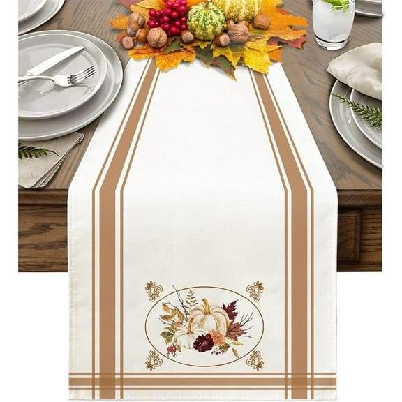 Fall Table Runners 108 Inches Long Pumpkin Leaf Table Runner Fall Gifts for Women Female Wife Orange Farmhouse Autumn Harvest Table Runner Thanksgiving Pumpkin for Indoor Home Party Decor 13x108Inch