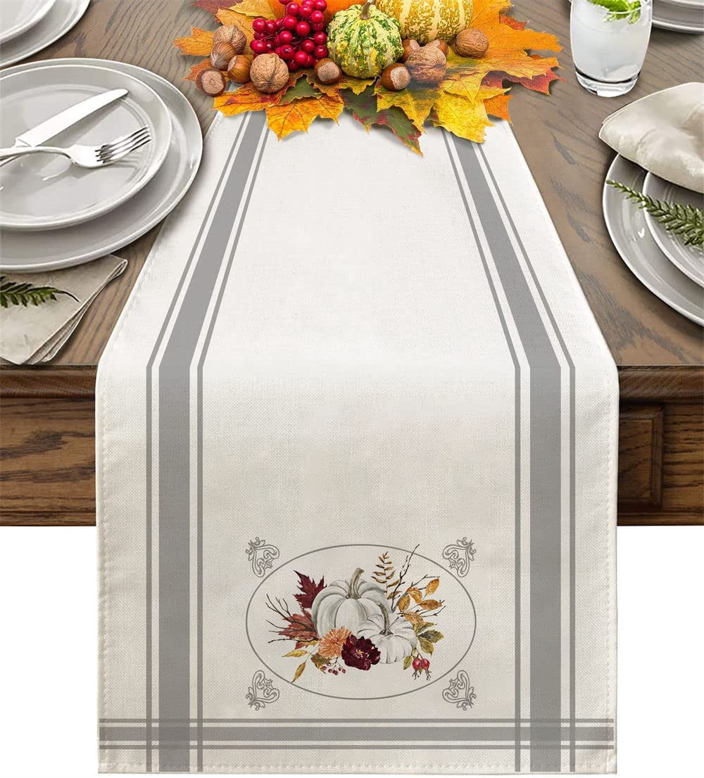 Fall Table Runners 108 Inches Long Pumpkin Leaf Table Runner Fall Gifts ...