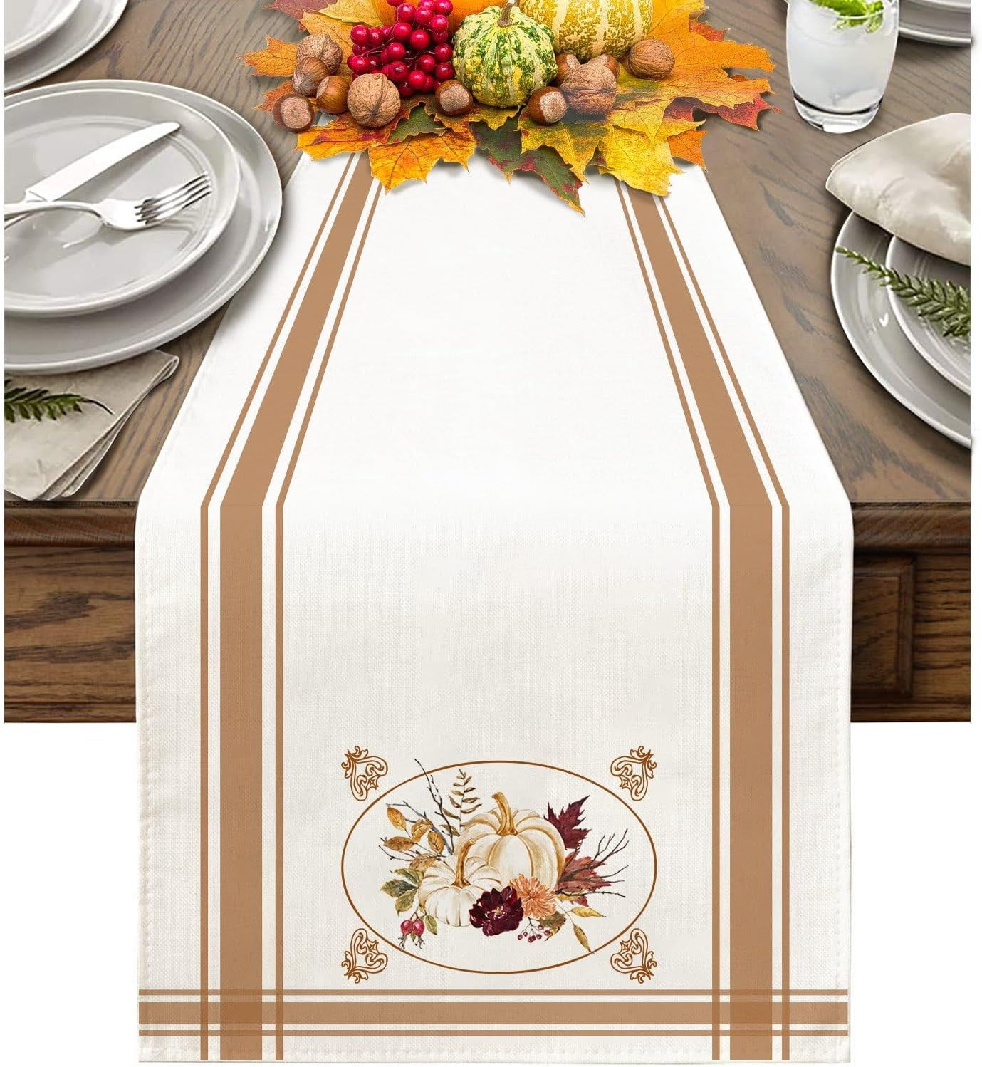 Fall Table Runners 90 Inches Long Pumpkin Leaf Table Runner Fall Gifts ...