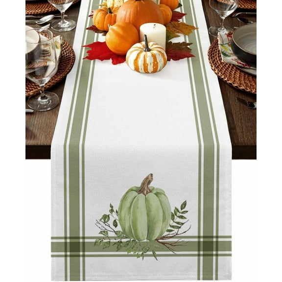 Fall Table Runners Autumn Pumpkin Thanksgiving Table Runner for Dining Tables Green Pumpkin Seasonal Autumn Dinner Table Runner for Kitchen Party Table Decoration 13x120 Inch