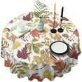 thumbnail image 1 of Fall Table cloth Table Decoration, Autumn Fall Leaf and Pine Cone Round Table Cover Kitchen Farmhouse. Thanksgiving Harvest Holiday Party Picnic Dinner Decor 60x60inch., 1 of 1
