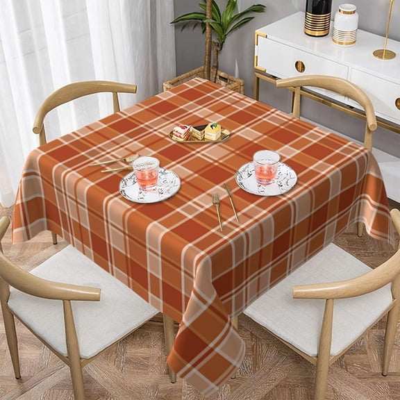 Fall Tablecloth 52x52 Inch Square Fall Plaid Checkered Square Table Cloth for Indoor Outdoor Farmhouse Autumn Thanksgiving Table Cover for Holiday Home Kitchen Dining Room Party Picnic