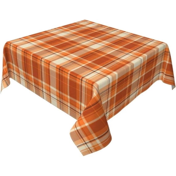 Fall Tablecloth 54x54 Inch Square Autumn Thanksgiving Plaid Table Cloth Wrinkle Resistant Rustic Tablecloth for Holiday Kitchen Dining Room Party Indoor Outdoor