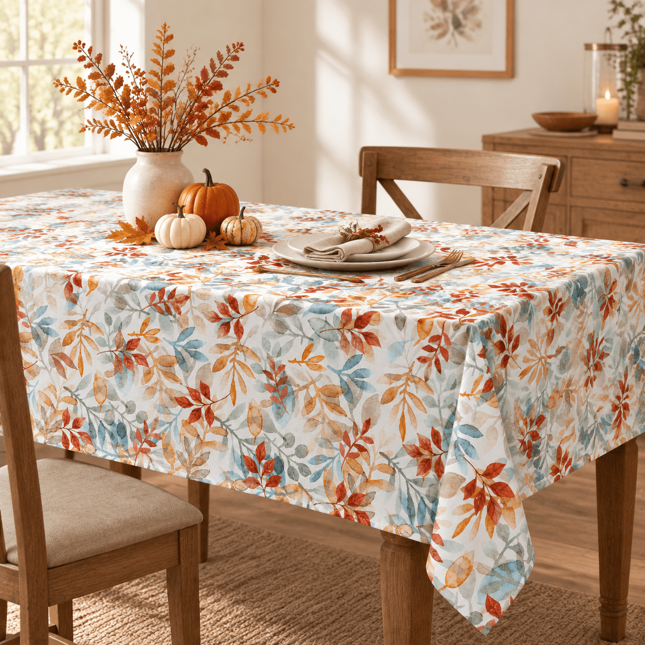 Fall Tablecloth 60 X 120 Inch Rectangular Thanksgiving Orange - Walmart.com