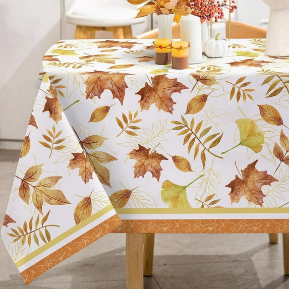 Fall Tablecloth 60 x 102 Inch Autumn Maple Leaves Table Cover Seasonal Rectangle Farmhouse Table Cloth for Autumn Thanksgiving Home Kitchen Dining Table Decoration Supplies