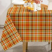 Fall Tablecloth 60 x 102 Inch Retro Orange Autumn Plaids Table Cover Seasonal Rectangle Farmhouse Table Cloth for Thanksgiving Kitchen Dining Table Decoration Supplies
