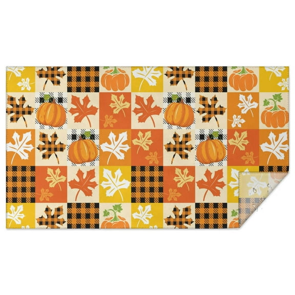 Fall Tablecloth 60x102 Inch Rectangular,Thanksgiving Autumn Harvest Maple Leaf,Pumpkin,Dwarf Table Cover for Party Picnic Dinner Decor