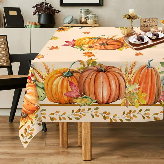 Fall Tablecloth 60x120 for Recatangle Table - Fall Decorations for Home - Orange Thanksgiving Table Cloth Pumpkins Fall Decor for Home, Table, Party