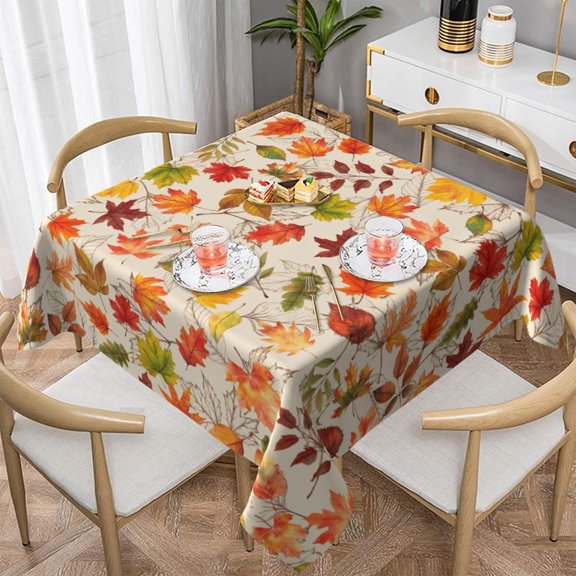 Fall Tablecloth 60x60 Inch Square Thanksgiving Maple Leaves Table Cloth Decorative Autumn Botanical Leaves Square Table Cover for Home Kitchen Dining Parties Picnic Indoor Outdoor Use