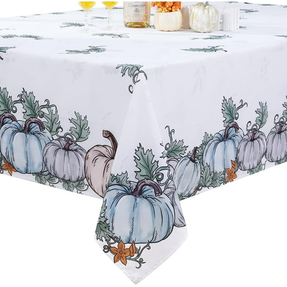 Fall Tablecloth 60x84 Inch Clearance, Pumpkin Table Cloth Rectangle Tables for Thanksgiving Decorations, White Waterproof Rectangle Tablecloth Fall Table Decor for Thanksgiving Gift