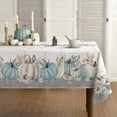 thumbnail image 1 of Fall Tablecloth 60x84 Inch Rectangular, Thanksgiving Autumn Harvest Watercolor Flowers and Pumpkins Blue Table Cover for Party Picnic Dinner Decor, 1 of 6