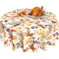 thumbnail image 1 of Fall Tablecloth, Autumn Maple Leaf Round Tablecloth 60 Inch, Thanksgiving White Round Table Cloth for Rustic Farmhouse Kitchen Decor, Wipeable Polyester Fabric Table Cover for Outdoor Holiday Party, 1 of 6